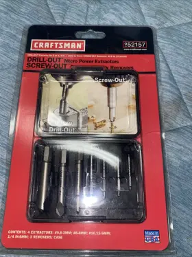 52157 Craftsman 52158 7 Pc Drill Out Micro And Screw Extractor Set Usa