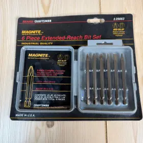 25663 Craftsman 66044 Sears Magnite Extended Reach Bit Set No Slip Screwdriver