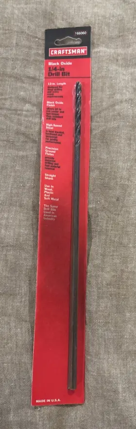 66060 Craftsman Black Oxide 1/4 Drill Bit 12 Inches Long Brand New Part No