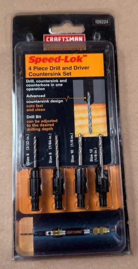 9-26224 Craftsman Nos 26224 Professional Drill Driver Speed-lok Countersink Bit Set Of 4