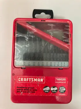 9-66020 Craftsman Drill Bit Set #9-66020 Complete 21 Bits Metal Container