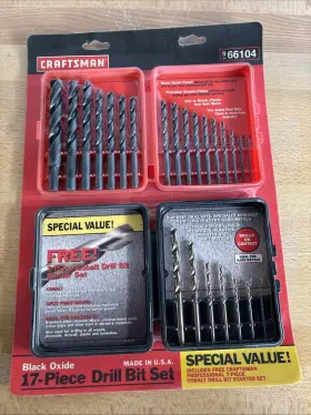 9-66104 Craftsman Vintage Sears 17pc Black Oxide 7pc Cobalt Drill Bits Usa Made Nib