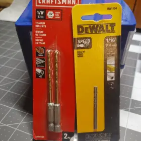 Cmam1308 Craftsman Brand New 1/8 Inch Titanium Drill Bits. Dewalt 1/16 Black Oxide Bits