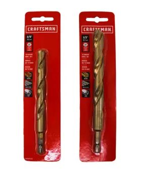 Cmam1332 Craftsman Titanium Drill Bit Set 3/8 Inch And 1/2 2-pack New Sealed Wood Met