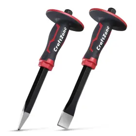 Craftzone Cz8006 Masonry Chisel Set - 2-piece Heavy Duty Pointed And Flat Rock Chisels Concrete