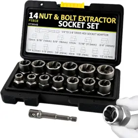 Tz-14 Crengybl 14-piece Impact Socket Set 3/8 Inch Drive Lug Nut And Bolt Remover Tools