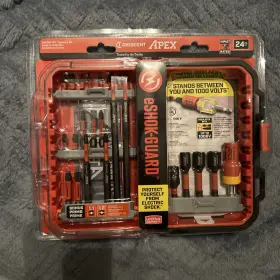 Crescent 697099346845 Apex Caeset24 Eshok-guard Alphacase Insert Bit Set 24pc