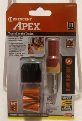 Caebh2ck-4 Crescent Apex Impact Driver Bit Set 11pc With Electric Shock Guard New