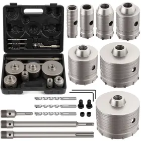 Qbkkq-10pc Daimit 20pcs Concrete Hole Saw Kits With 2 Drill Bits And Sds Plus Max Shan