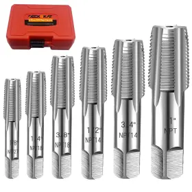 Deckrkat Deck-2303 6-piece Npt Pipe Tap Set Precision Carbon Steel For Clean Accura