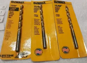 01752 Dewalt 15/64 Inch Titanium Coated Split Point Jobbers Length Drill Bit Usa
