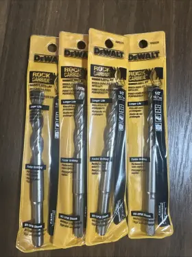 Dw5235 Dewalt 028874052352 1/2 Inch Rock Carbide Hammer Drill Bit No Spin Shank 4 Bits Nos