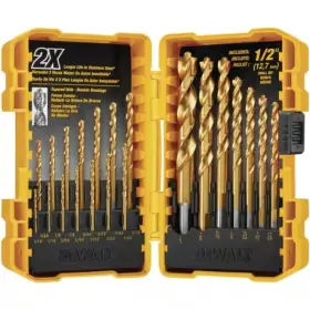 Dewalt 313115149183 Titanium Nitride Coated Pilot Point Drill Bit Set 21 Piece Metal And Pvc