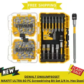 327889805 Dewalt New Dwaumf60set Maxfit Ultra 60 Pc Screwdriving Bit Set 1/4 Inch Hex Steel