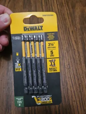 Dwa3tx25ir5 Dewalt 885911743198 Impact Ready Flex Torq T25 3 1/2 Inch Power Bits 5pc.