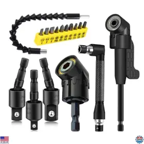 B0dftbwkj1 Dewalt 17pcs Flexible Drill Bit Extension Set 3 Rotatable Adapters 90 Angle Bits
