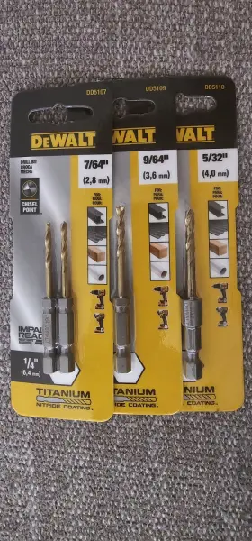 Dd5113 Dewalt Inch 7/64 - 9/64 5/32 Drill Bit Titanium Coated Impact Ready Hex Drive