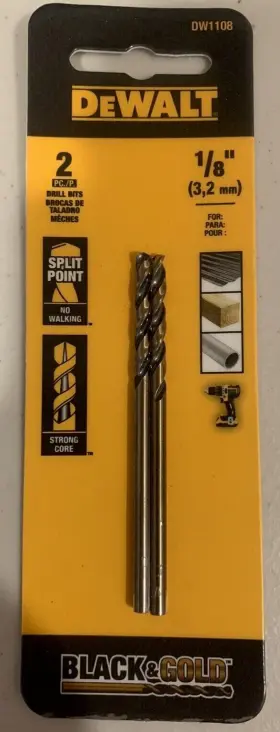 Dw1108 Dewalt Dw1107 1/8 Inch Speed Tip Oxide Bit Black Drill No Spin Shank 2 Pack