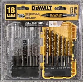Dw1170 Dewalt 16pc Gold Ferous Drill Bit Set And Magnetic Holder With Tough Case