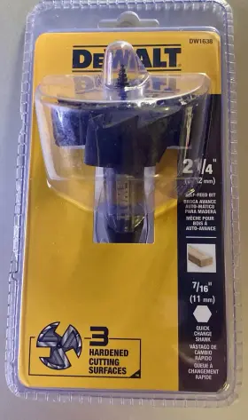 Dw1638 Dewalt Wood Drilling Bit Self Feed 2-1/4 Inch 6ft Long Shank 7/16ft