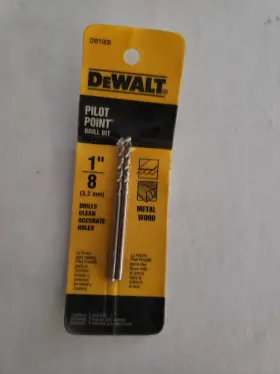 Dw1908 Dewalt Pilot Point Drill Bit 1/8 Inch 3 2 Mm Metal Wood
