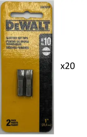 Dw2010 Dewalt 20 X Pack Of 2 #10 Slotted Bit Tip