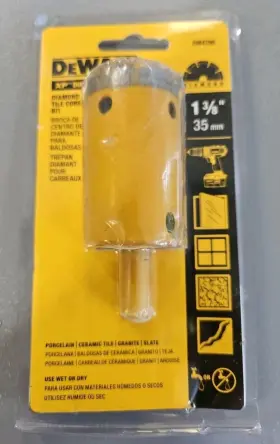 Dw4780 Dewalt 1-3/8 Inch Diamond Tile Core Bit For Porcelain Ceramic Marble Granite