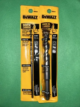 Dw5223 Dewalt Lot Of 2 Rock Carbide Hammer Drill Bits 5/8 Inch 3/16 New