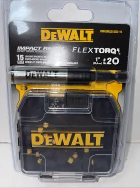 Dwa3hld1sq2-15 Dewalt 1 Inch Square #2 Flextorq Bit - 15 Pack With Pouch And Driver Impact Ready
