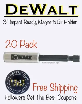 Dwa3hldtg Dewalt Lot Of 20 Tough Grip Impact 3 Inch Magnetic Bit Tip Holder Extension