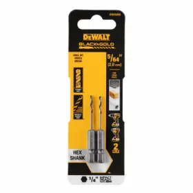 Dwa5005 Dewalt Black And Gold Hss Drill Bit 1/4 Inch Hex Shank Impact Ready 5/64 -