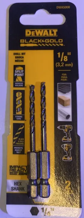 Dwa5008 Dewalt 1/8- Inch Impact-ready Split Point Drill Bit For Wood And Metal