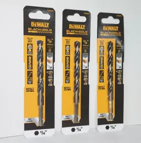 Dwa5024 Dewalt Lot Of 3 Black And Gold 3/8 Inch Drill Bit Split Point 1/4 Hex Shank