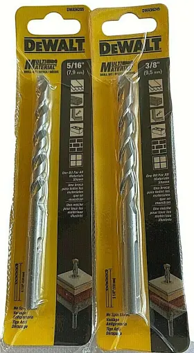 Dwa56205 Dewalt Multi Material Drill Bits 5/16 Inch 3/8 Carbide Tip Lot Of 2 - New