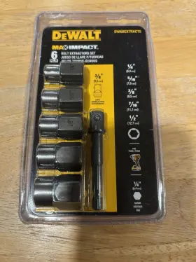 Dwabextract5 Dewalt Max 3/8 Inch Drive Impact 6 Pc Bolt Extractor Set Factory Sealed