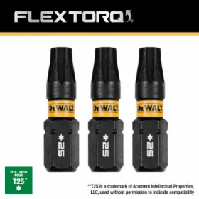 Dwaf1tx25ir3 Dewalt 5 Pack - Flextorq T25 Torx Impact Driver Bits 1/4 X 1 Inch 3-pk