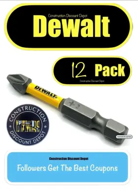 Dwaf2ph2-2h Dewalt Bulk 12 Pack Maxfit Ultra 2 Inch Phillips #2 Bit Ph2 Impact Ready