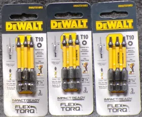Dwaf2tx10ir3 Dewalt Lot Of 3 T10 2-1/4 Inch Flextoro Pack Each