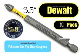 Dwaf3ph2-1h Dewalt 10 Pack Maxfit Ultra Ph2 Drill Bit Impact Ready Phillips #2 3.5 Inch In