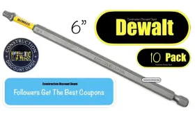 Dwaf6tx25-1h Dewalt 10 Pack Maxfit Ultra 6in T25 Torx Drill Bit Set Impact Ready T-25 6 Inch