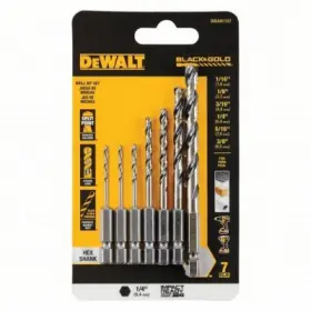 Dwah1107 Dewalt 5 Pack - 7-pc. Hss Impact Ready Drill Bit Set Hex Shank