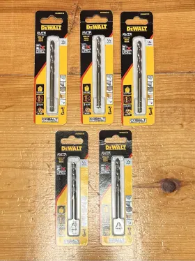 Dwamdce16 Dewalt Five 5 Drill Bits 1/4 Inch Black Oxide Cobalt 3-flats Shank