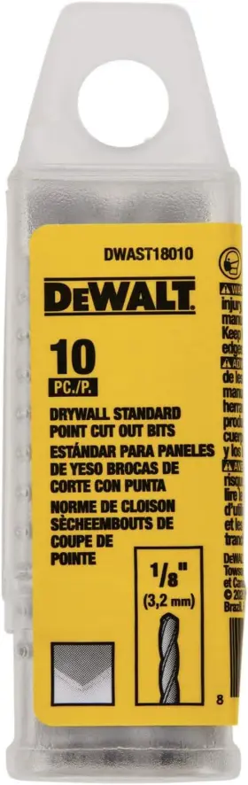 Dwast18010 Dewalt 1/8in Drywall Standard Cut Out Bit 10 Pack