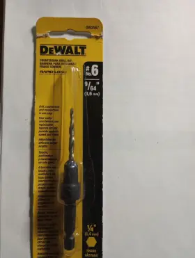 N490576 Dewalt #6 Countersink 9/64 Inch Tapered Drill Bits For Wood. Dw2567