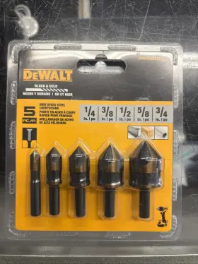 Na710850 Dewalt 5-piece High Speed Steel Countersink Bits Black And Gold Dwamdb5setcs New