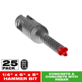 Diablo 008925149934 Full Head Hammer Bit 1/4 Inch X 6 8 Carbide Sds-plus 4-cutter 25-pack