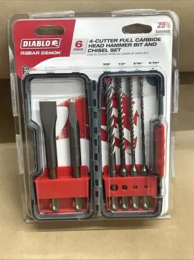 Diablo 008925152651 J Rebar Demon - 4-cutter Full Carbide Head Hammer And Chisel Set