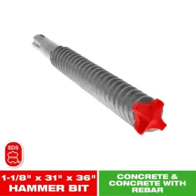 Diablo 008925152859 1-1/8 Inch X 31 36 Rebar Demon Sds-max 4-cutter Full Carbide Head Drill