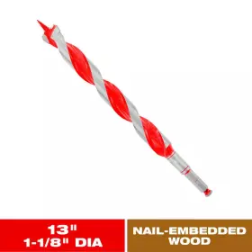 Diablo 445009849848 1-1/8 Inch X 13 High Carbon Steel Auger Drill Bit For Wood And Nail-embedded