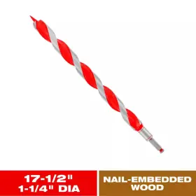 Diablo 744110881578 Auger Drill Bit 2-step Cutting Self-feeding 1-1/4 Inch X 17-1/2 High Speed Steel